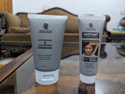 Men’s Glow Facewash Bundle – Facewash + Whitening Cream Combo Set 2 in 1